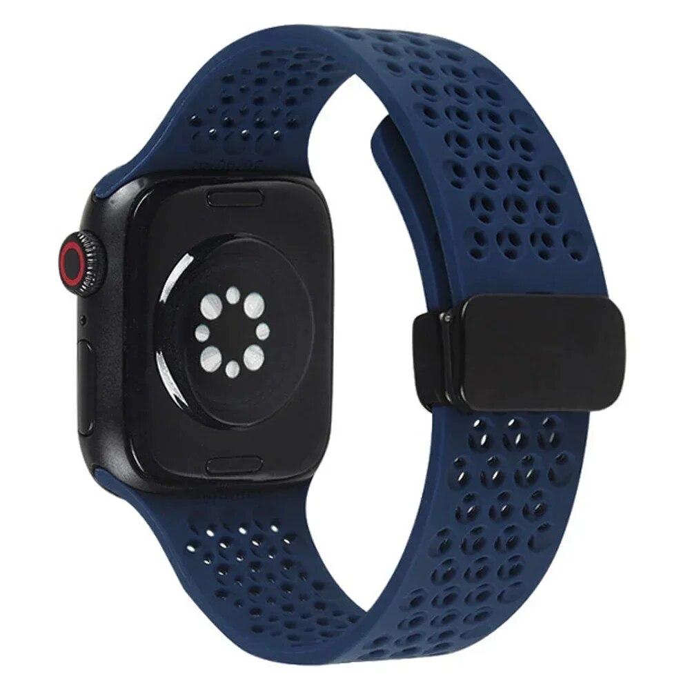 Magnetický sportovní silikonový řemínek pro Apple Watch 49mm 45mm 44mm 41mm 40mm 42mm 38mm gumička pro IWatch Series 9 8 7 6 5 4 Se Ultra 2