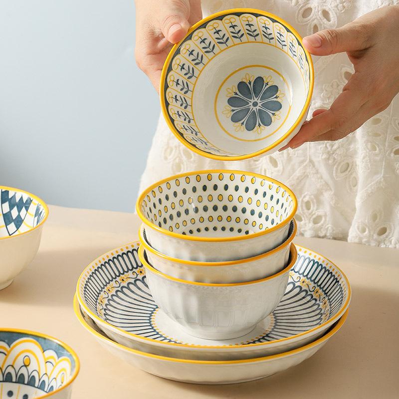 Nordic High-Value Underglaze Ceramic Bowl Set, Housewarming Gift Bowl, Business, Opening Event Gifts