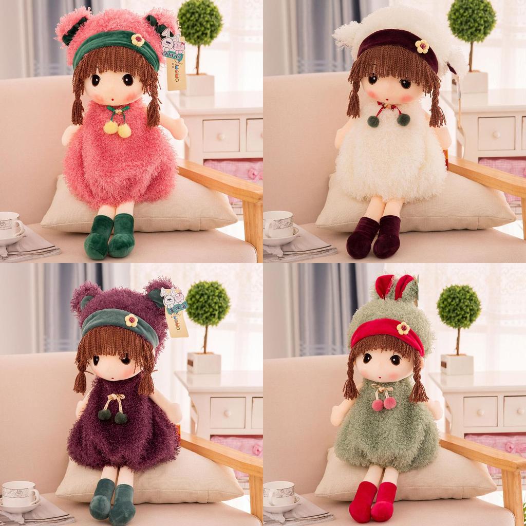 Plush Doll Child Bed Pillow With Soft Coral Velvet For Girls Bedroom Decor