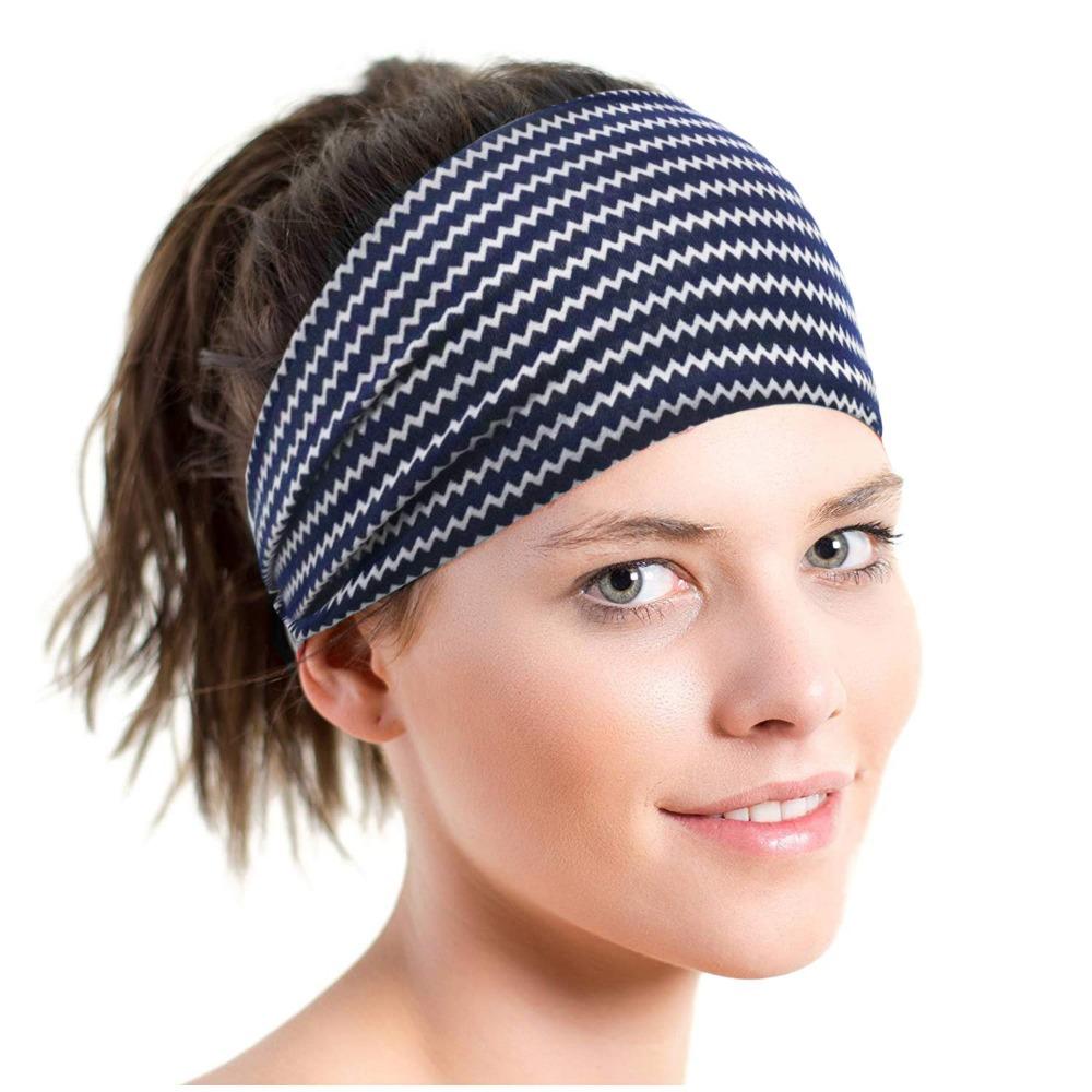 Soft Bohemian Hair Bands, Elastic Wide Edge Sweat Absorbent Headbands for Women