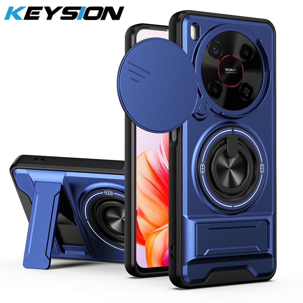 KEYSION Magnetic Phone Case for ZTE nubia V70 Max Blade V70 Max Slide Camera Protection Upright Stand 360° Ring Shockproof Cover