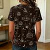 Women Raglan Sleeve Casual Short Sleeve Top Halloween Print Round Neck T Shirt Lightweight Comfortable Fit