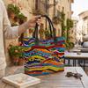Bohemian Colorful Stripe Pattern Large Capacity Tote Bag Casual Daily Outdoor Commute Shoulder Bag