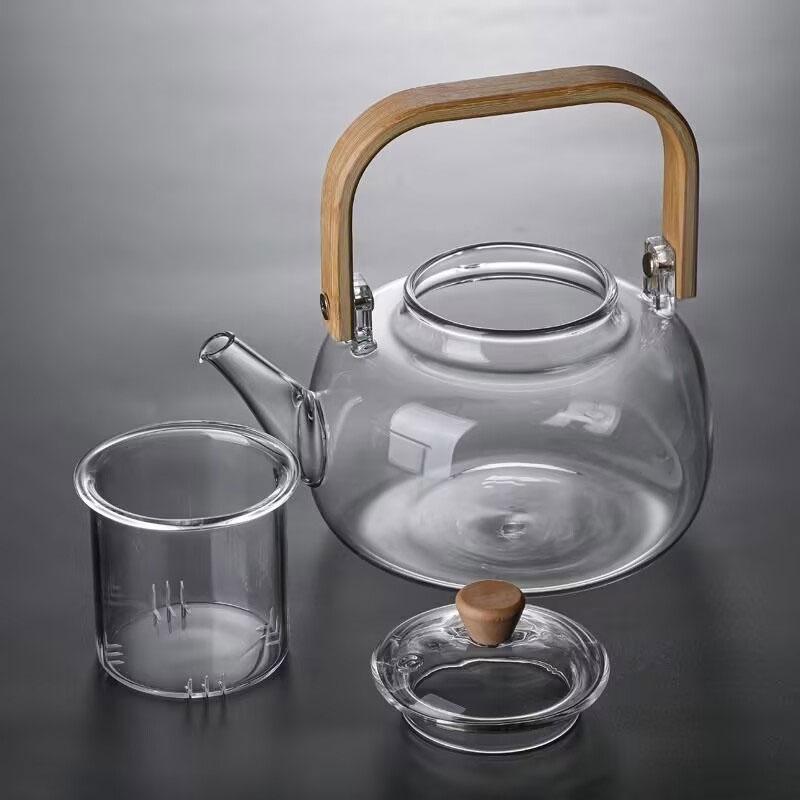 1000ml for Boiling Water and Steaming Tea Tea Pot Glass Teapot High-temperature Resistant Thickened Heat-resistant Glass Teapot