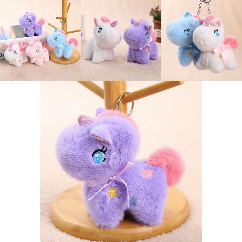 Unicorn Plush Toy Keychain Animal Figurine Soft Stuffed Doll For Girls Gifts