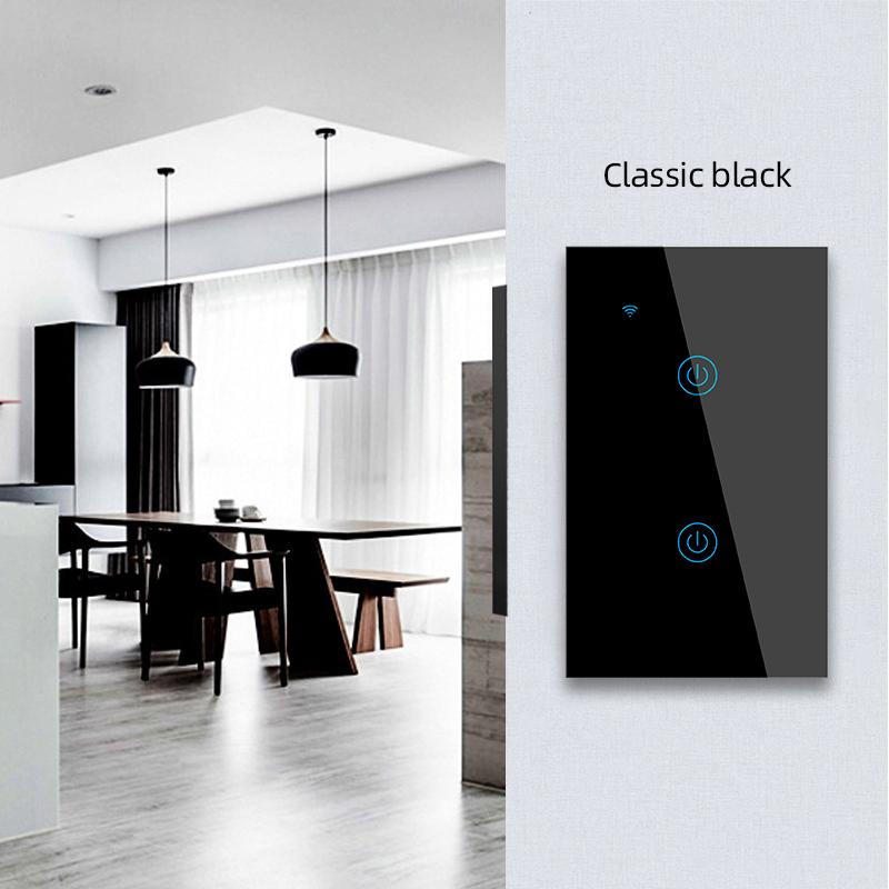 For Zigbee 2 Gang Smart Tempered Glass Wall Touch Panel Switch Remote Control 10A ABS Neutral Light Power Switch Alexa/Google
