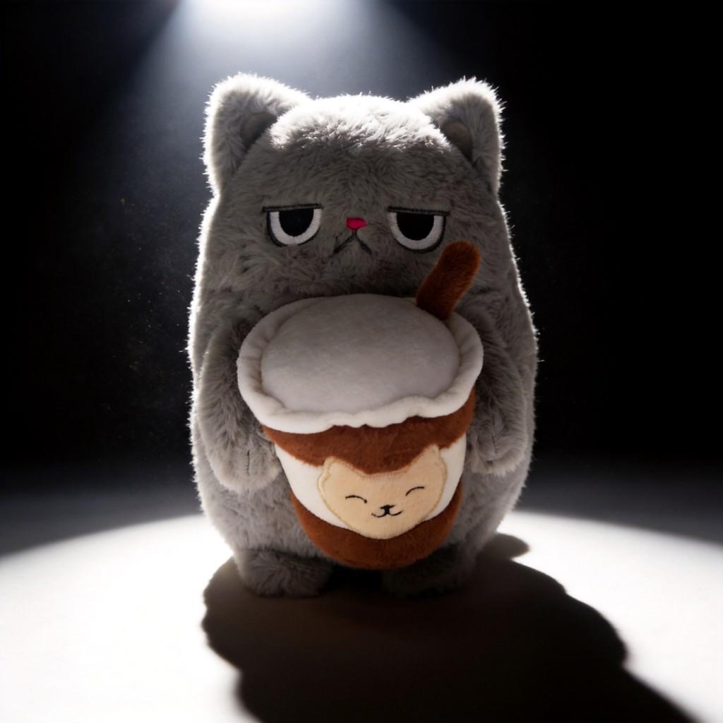 Melancholic Cat Plush Toy With Soft Short Plush For Kids And Collectors