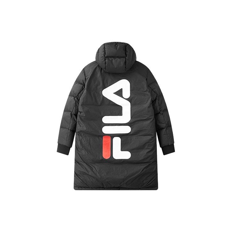Fila Loose Casual Mid-Length Warm Down Jacket Men Outerwear Deep-Black F11U048956F-BK