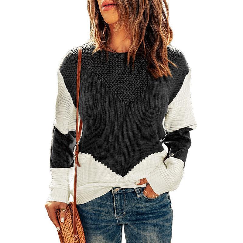 Women S Crew Neck Long Sleeve Pullover Knit Sweater Vintage Winter Top