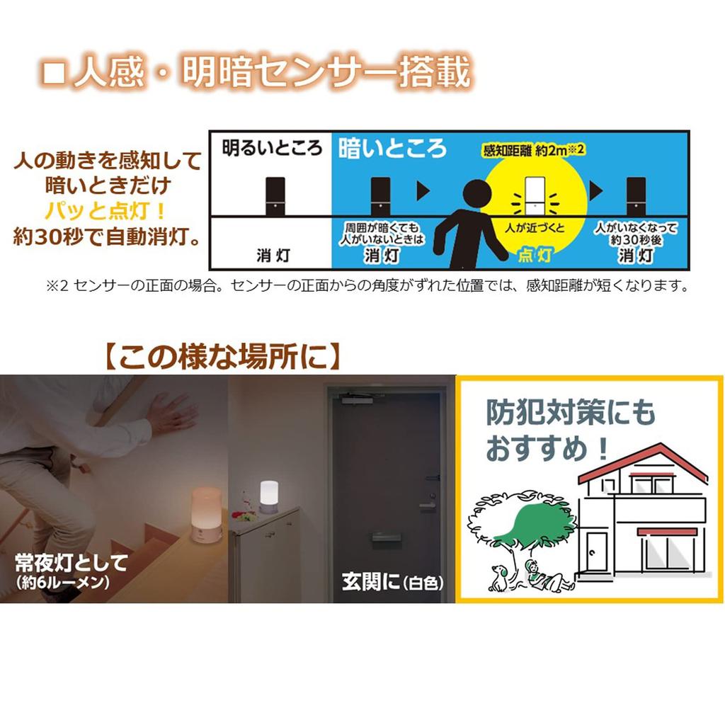 Toshiba LED Lantern with Sensor, Waterproof (JIS IPX4), Stepless Dimming & Color Temperature Adjustment (Cool White/Warm White), Motion & Light Sensor