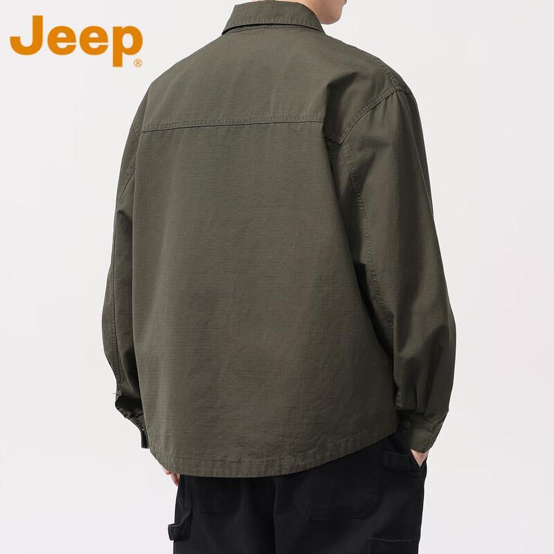 Jeep Men's Loose Fit Solid Long Sleeve Shirt