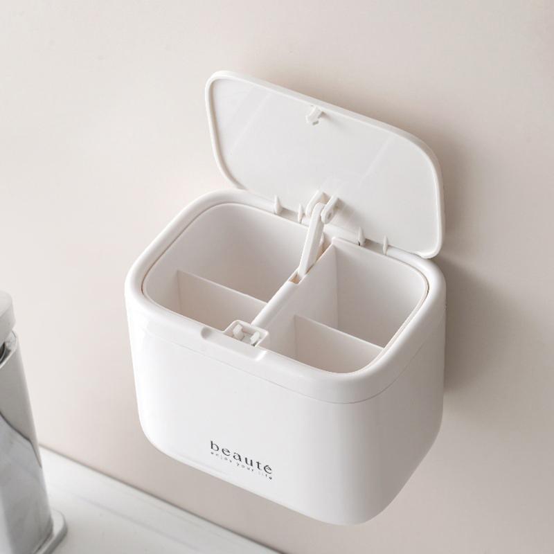 Automatic Pops Up Lift No-Drill Cotton Swab And Makeup Cotton Dispenser Hair Accessories And Hair Tie Desktop Storage Box