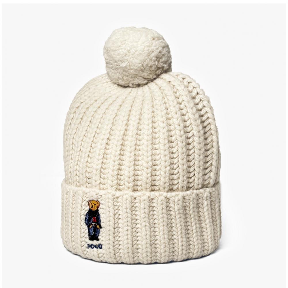 Polo Ralph Lauren Wc0522 105 Solid Denim Bear Pom Pom Beanie