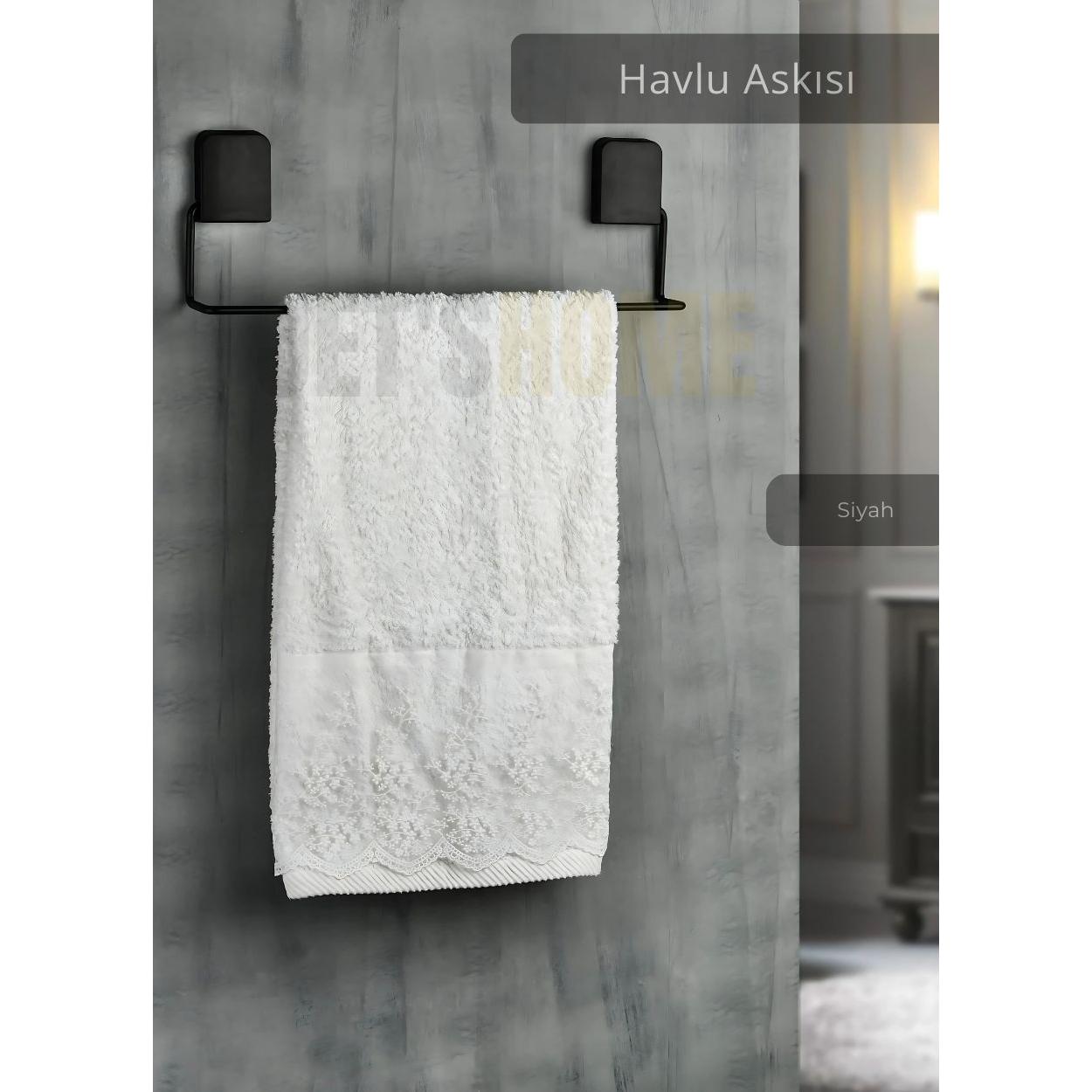 

Towel Rack Stainless Steel Self Adhesive Bathroom Towel Holder Organizer Black