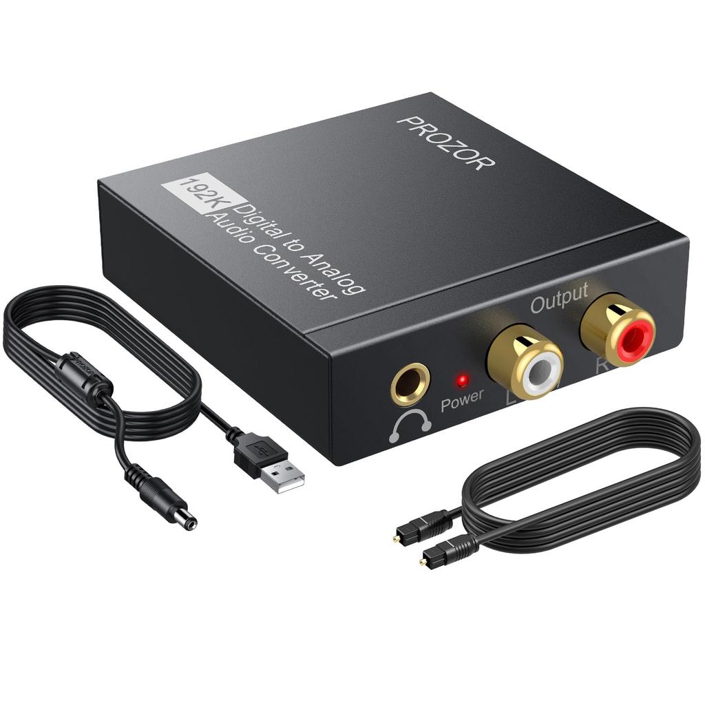 PROZOR 192kHz Optický Digitální na Analogový Převodník DAC s 3,5mm Mini Jackem, Kompatibilní s PS4, XBox, HD DVD a Dalšími