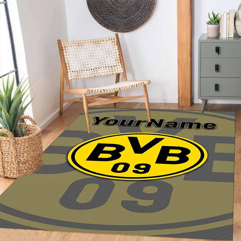 Borussia Dortmund Customize Your Name Carpet Design for Outdoor Study Room Living Rooms Kitchen Anti-slip Rug Decorate Offices Gift for Festivals