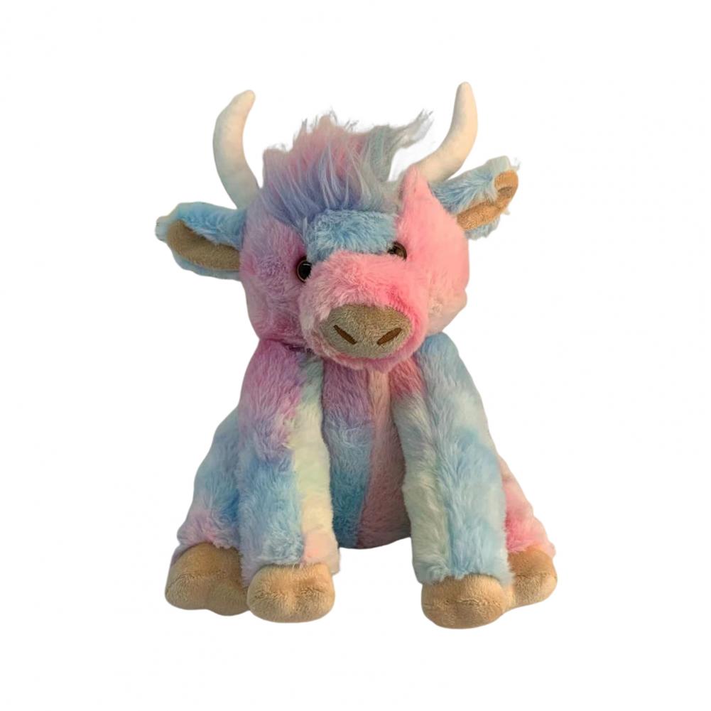 Realistic Highland Cow Toy Highland Cow Plushie with Music Rainbow Highland Cow Plush Toy with Music Movable Joints for Kids