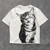 Summer Harajuku Letter Graphic T Shirts Y2k Tops Cat Print Women High Street Oversized T Shirt Streetwear Vintage Tee Clothing