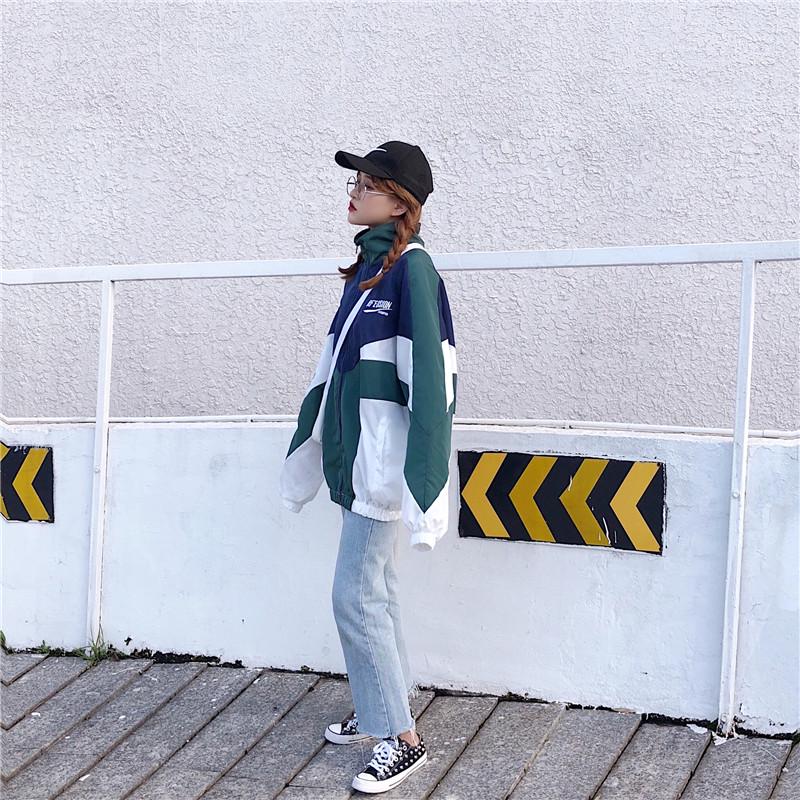 Kurtka Harajuku Color Block Patchwork - Unisexowy Letni Styl Uliczny