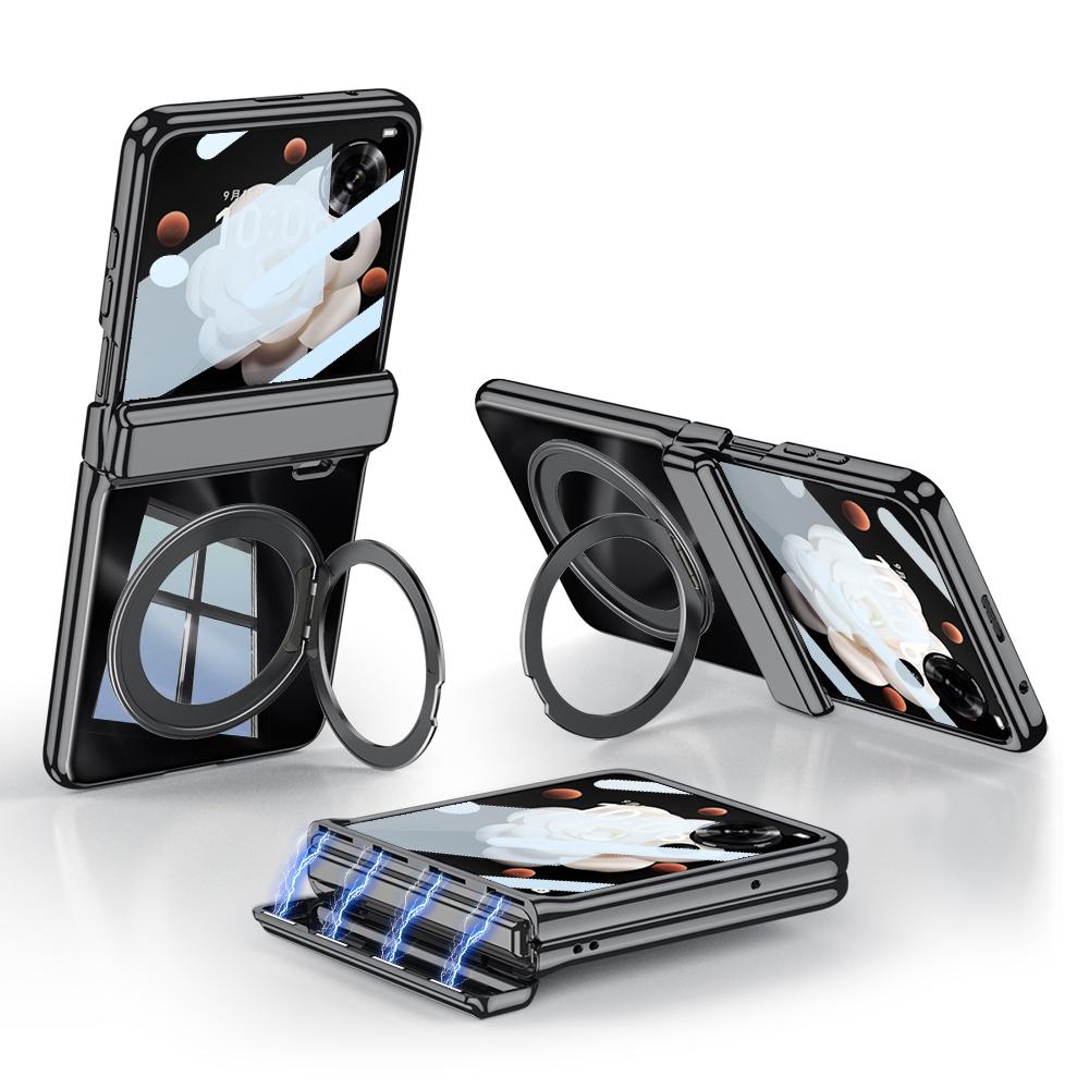 

GKK For Honor Magic V Flip 5G Case Compatible with MagSafe Electroplated Kickstand Phone Cover Built-In Film Silver