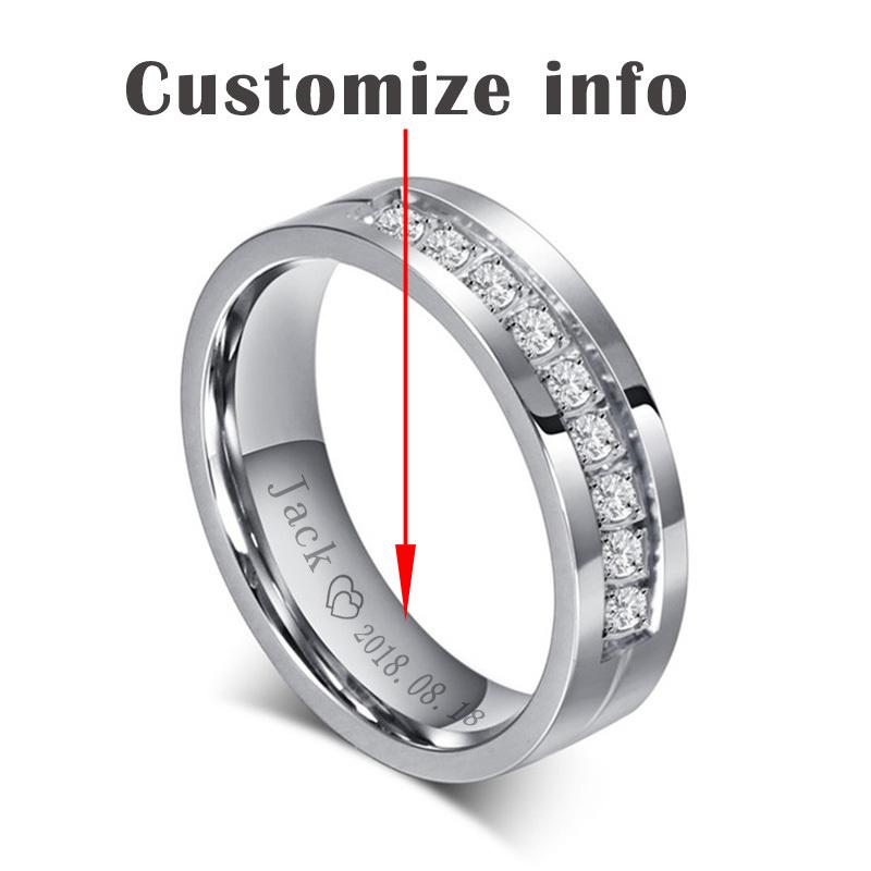 Vnox Trendy Wedding Bands Rings for Women / Men Love Gift Gold-color Stainless Steel CZ Promise Couple Jewelry
