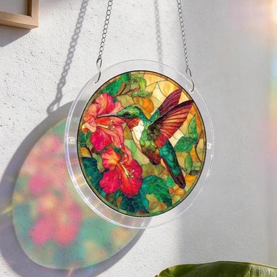 Acrylic Puzzle Suncatcher, Stained Glass Window Hanging Ornament with Double-side UV Printed Design, Colorful DIY Jigsaw Puzzle Suncatcher