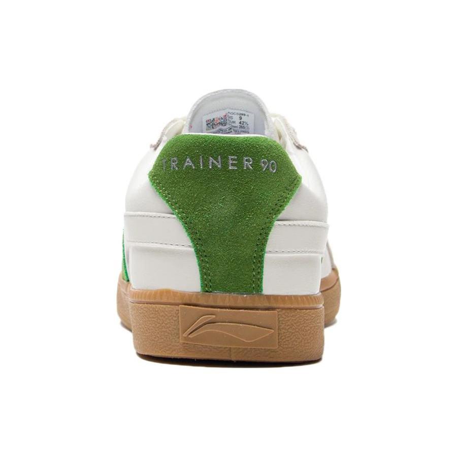 Li Ning Abrasion Resistant, Lightweight, And Breathable Low Top Skateboard Shoes Men's White Green AGCS289-1
