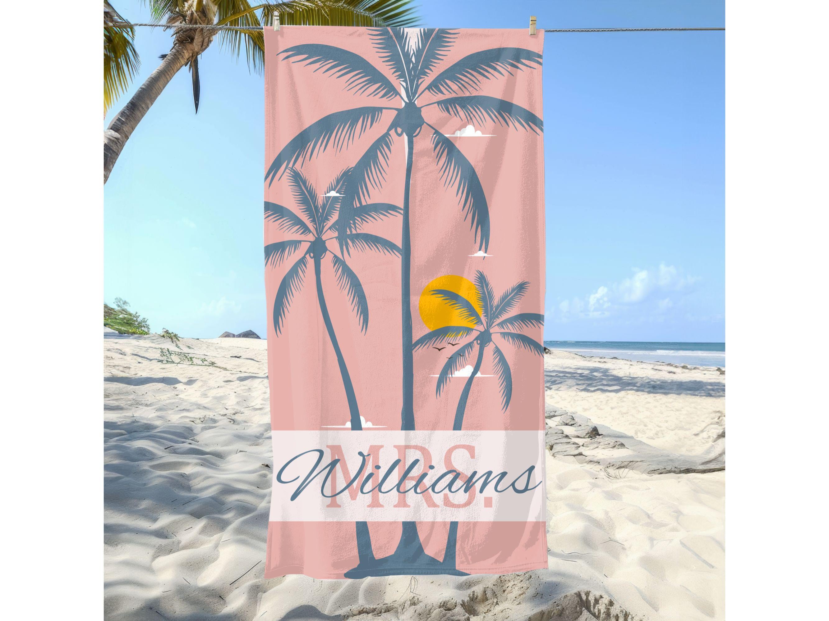 

Mr and Mrs Oversized Beach Towel Set Honeymoon Vacation for Married Couple Pool Towel Newlywed Gift For Wifey Hubby W30*H60(CM)