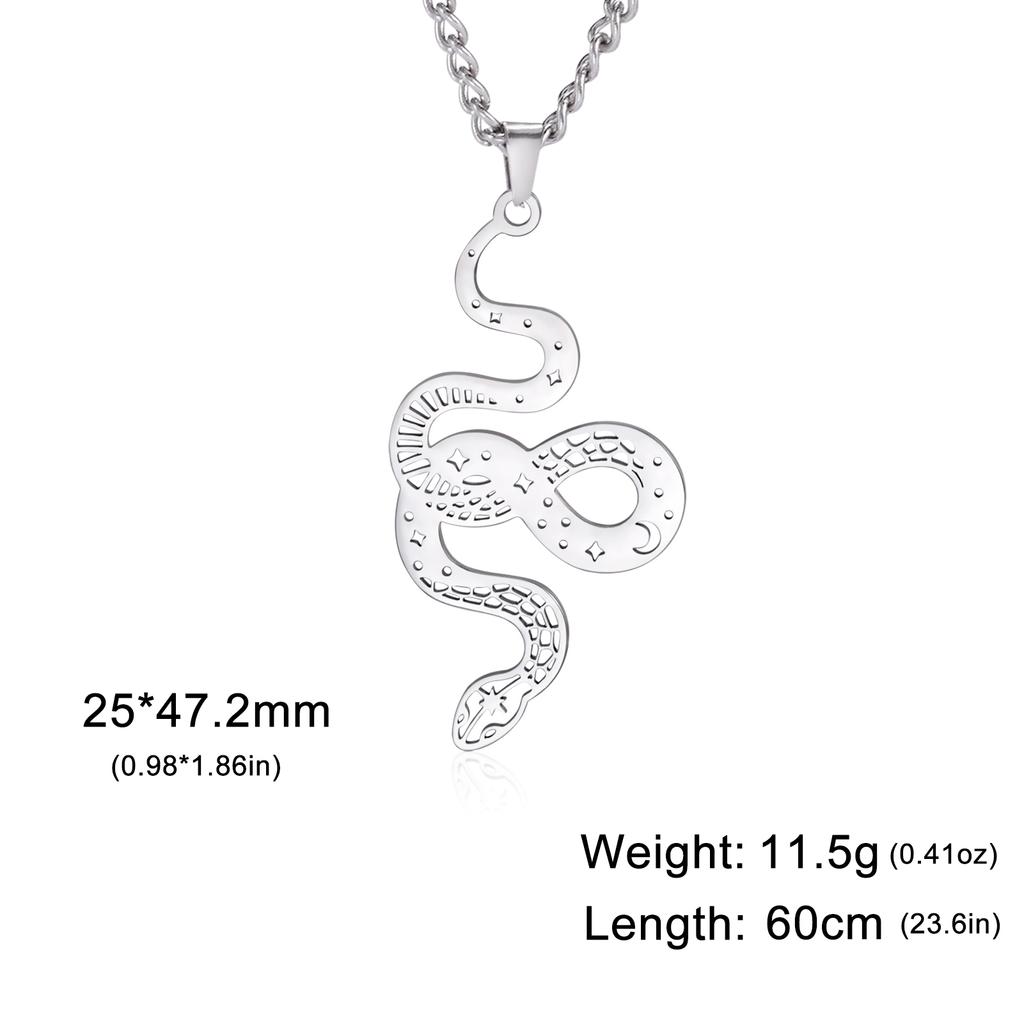 Stainless Steel Snake Animal Necklace with Tail Snake Gothic Rock Men's Pendant Necklace Aesthetic Jewelry Birthday Gift