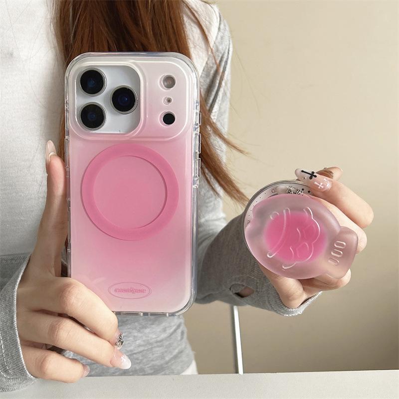 Korean Style Solid Color Taiyaki Magnetic Stand Phone Case for iPhone 17/16 Pro Max/15/14