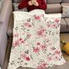 Blush Floral Vine Flannel Blanket Warm Soft Halloween Christmas Couch Warm Cozy Decorative Decor Gift for All Season