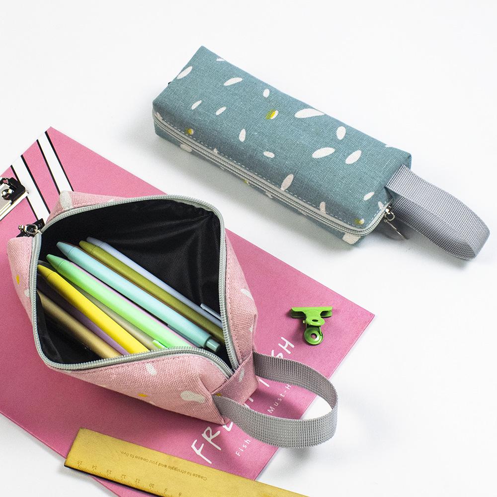 Bojin Korean-Style Canvas Pencil Case - Large Capacity Handheld Bag for Students