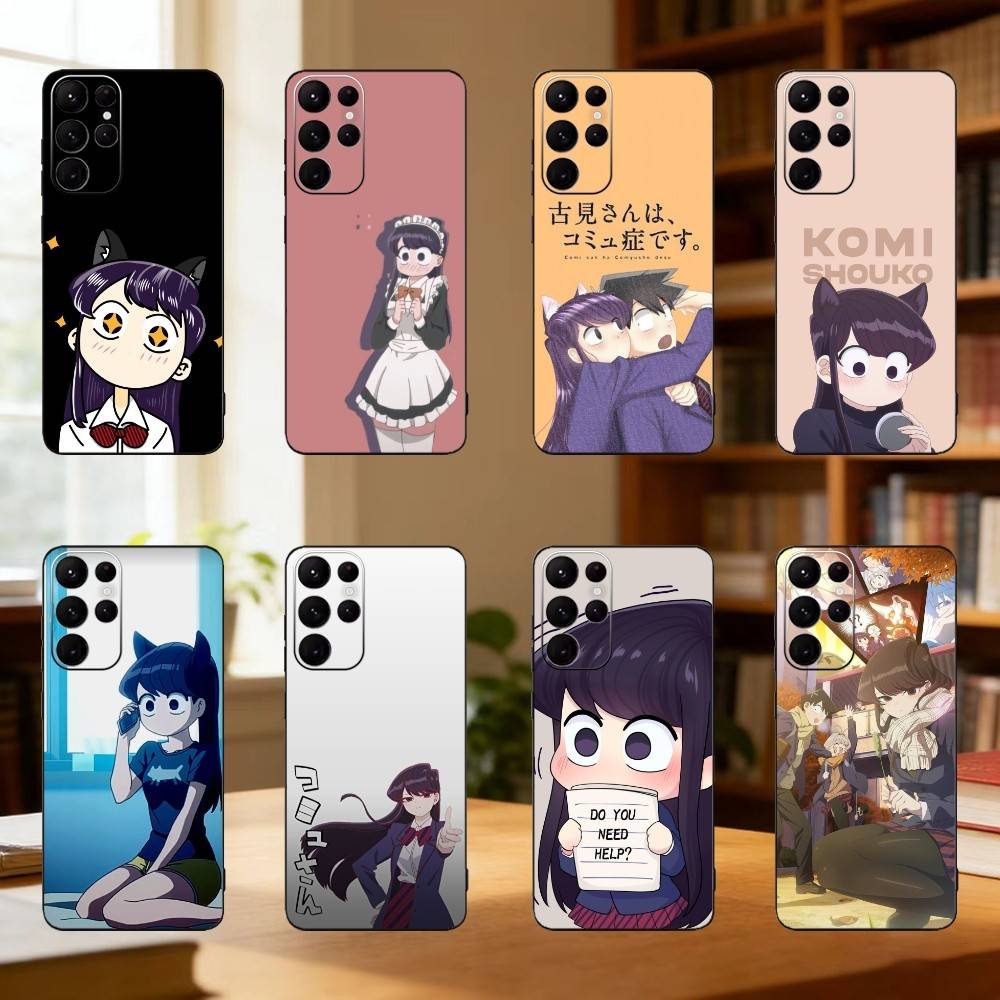 Komi Can't Communicate Phone Case For Samsung S25,24,21,22,23,30,Ultra,20,Plus,Fe,Lite,Note Soft Black Cover