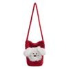 Ins Wind Cute Puppy Messenger Bag Women's Versatile Large-capacity Red Bucket Bag Portable Plush Cylinder Bag