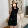 Chic Summer Sleeveless Women's Suit: Elegant Embroidered, Casual & Versatile Two-Piece with Loose Wide-Leg Shorts.