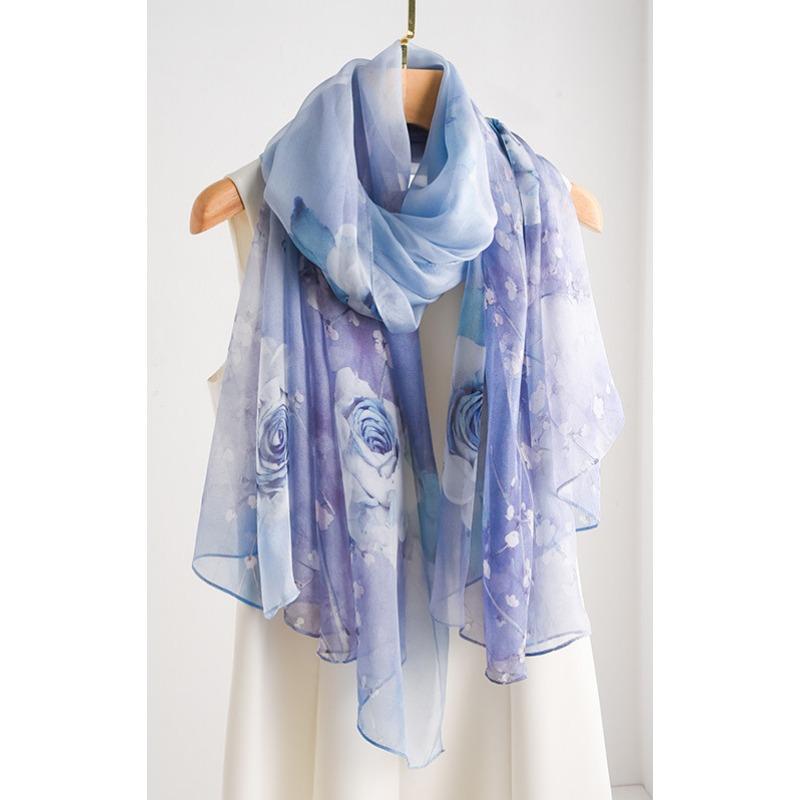 New Large Yarn Scarf Emulated Silk Scarf High-end Spring and Summer Sun Protection High-end Mother Thin Fashion Scarf