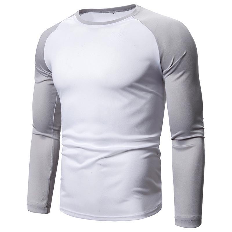 2026 Men's Color Block Long-Sleeve Round Neck T-Shirts