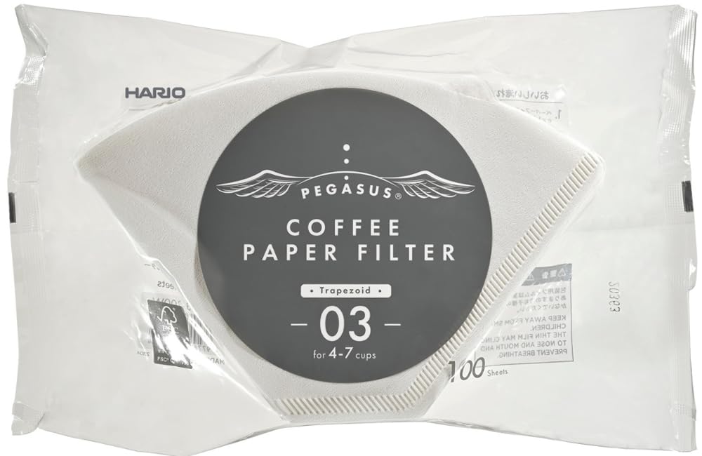 Hario Pegasus Coffee Paper Filters 03 W, 100 Filters, Made in Japan, 4-7 Cups, White, PEF-03-100W x 5 Packs [Used]