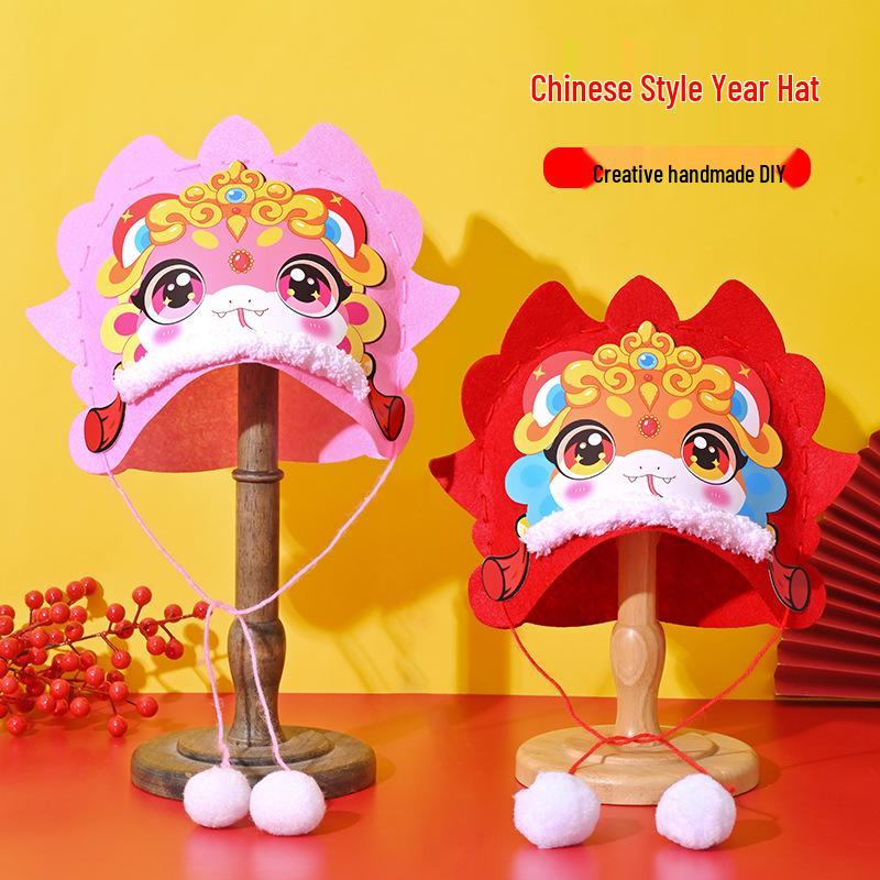 Handgemachtes DIY Jahr der Schlange Kopfschmuck Materialpaket - Vliesstoff Guochao Hut für Schulanfang