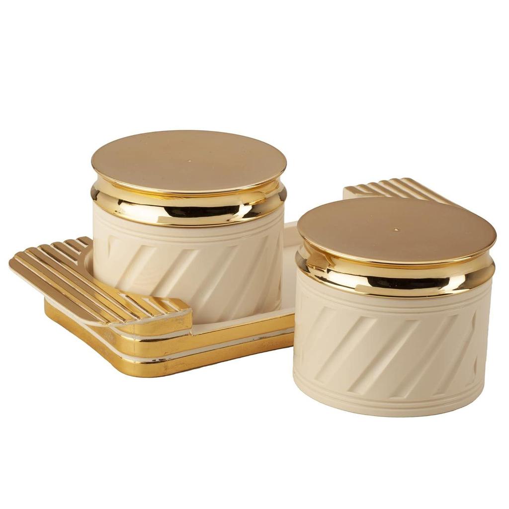 Tray Set with Lid & Serving Tray for Serving Sweets,Chips,Cookies Other Snacks -430ml,Elegance Ivory,Plastic ,27.2 x 11.5 x 8.5 cm
