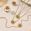 European & American Light Luxury Clover Jewelry Set: Stainless Steel, Zirconia-Embedded, Versatile Necklace, Bracelet, Ring & Earrings for Women.