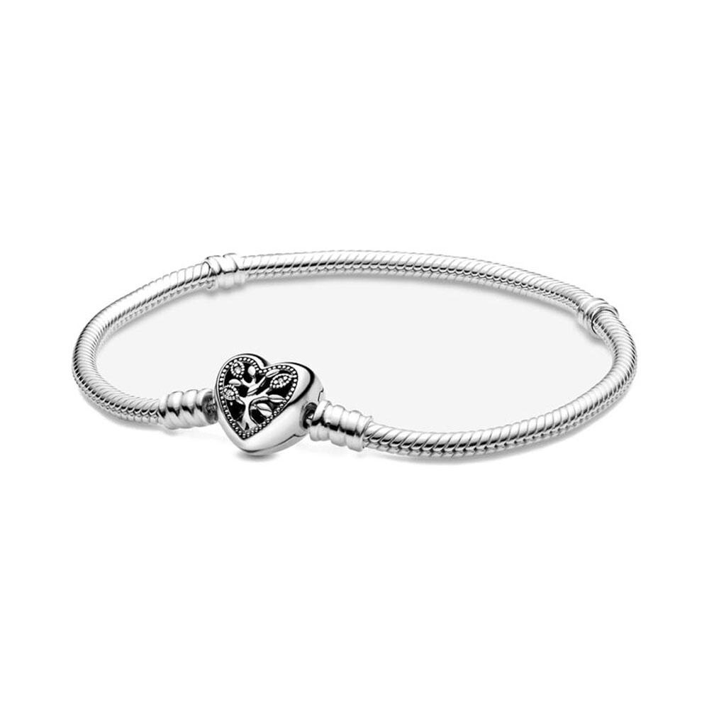 New 925 Silver Red Flower Heart Snake Chain Shiny Zircon Bracelet Fashion Jewelry