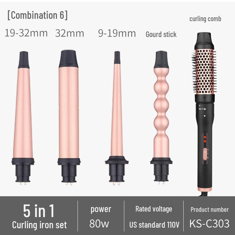 5-in-1 Curling and Straightening Iron with Interchangeable Heads for Big and Water Waves