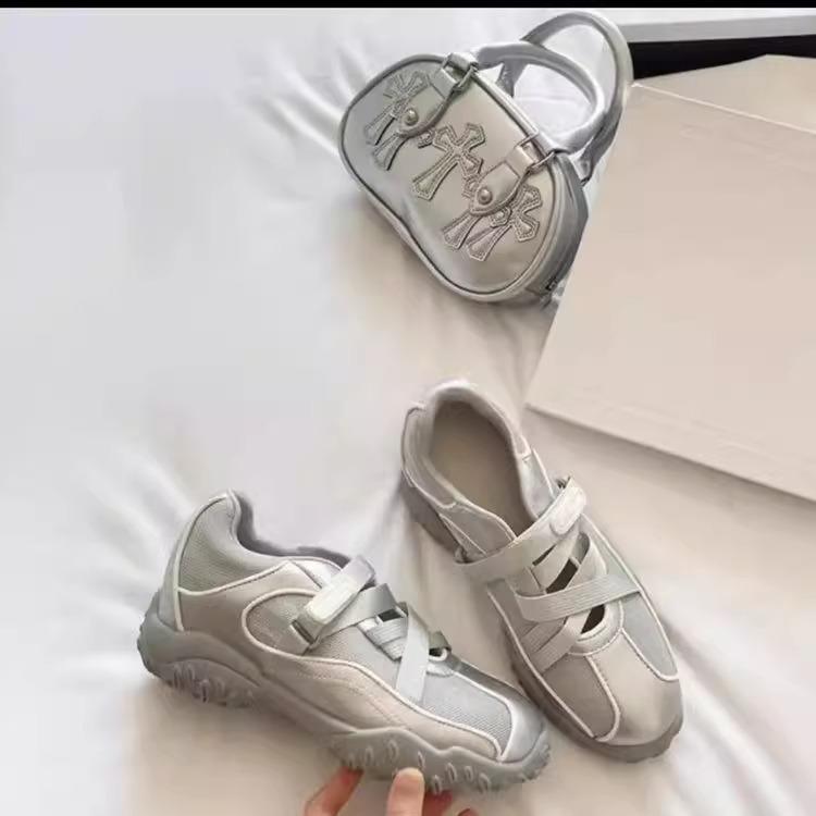 Silver Ballet Sneakers Sandals Women's Shoes 2025 New Summer Height Increase Mary Jane Shoes Hollow German Training Women's Shoes
