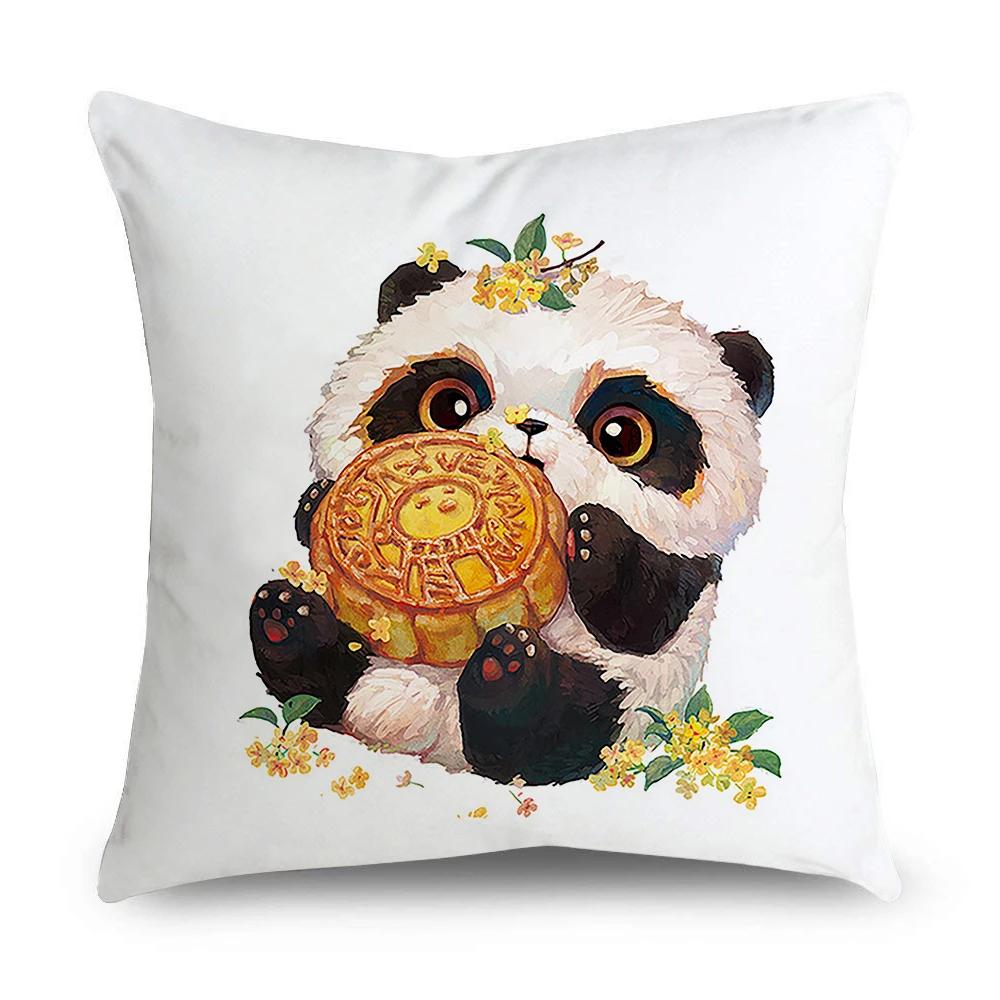 Pillowcase Office Decor Cushion Cover Cute Panda Pattern Home Square