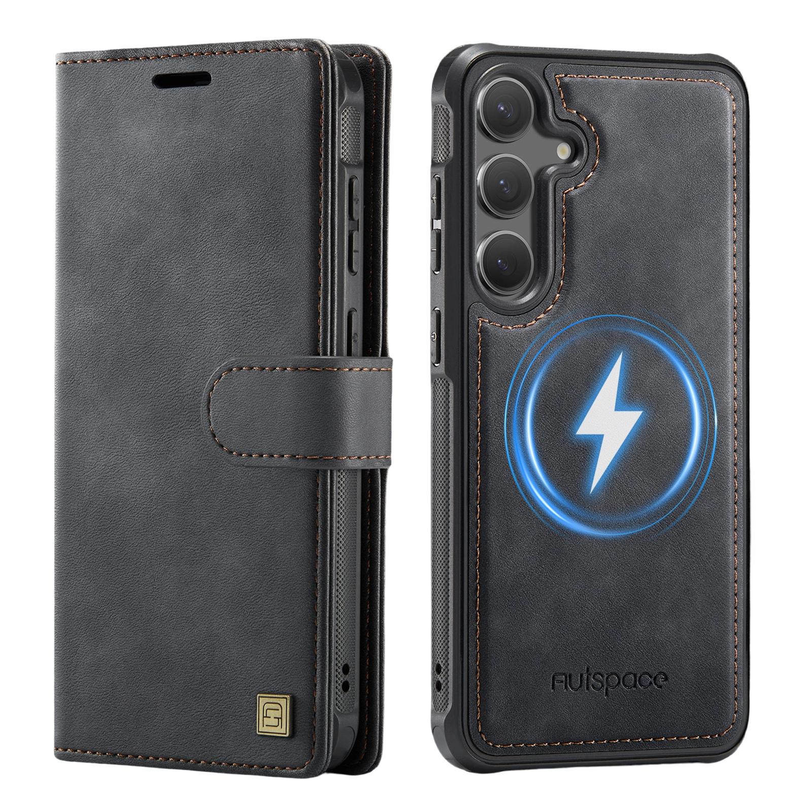 AUTSPACE A05 For Samsung Galaxy S25/S24 Case Wallet Stand Detachable Leather Magnetic Phone Cover