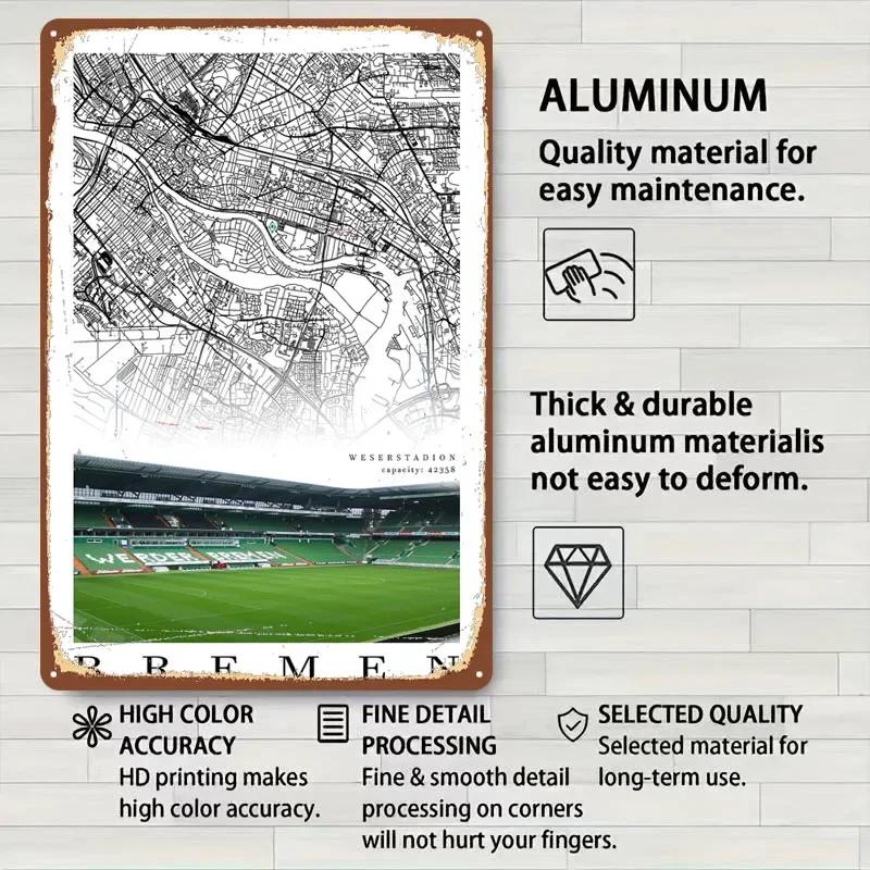 Werder Bremen Stadium Poster Map Metal Sign Things for Room Design Custom Tin Plaques for Wall Art Decoration Vintage Interior