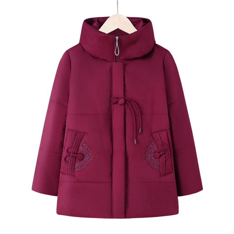 Women's Fleece-Lined Cotton Jacket for Middle-Aged & Elderly - Winter Warmth