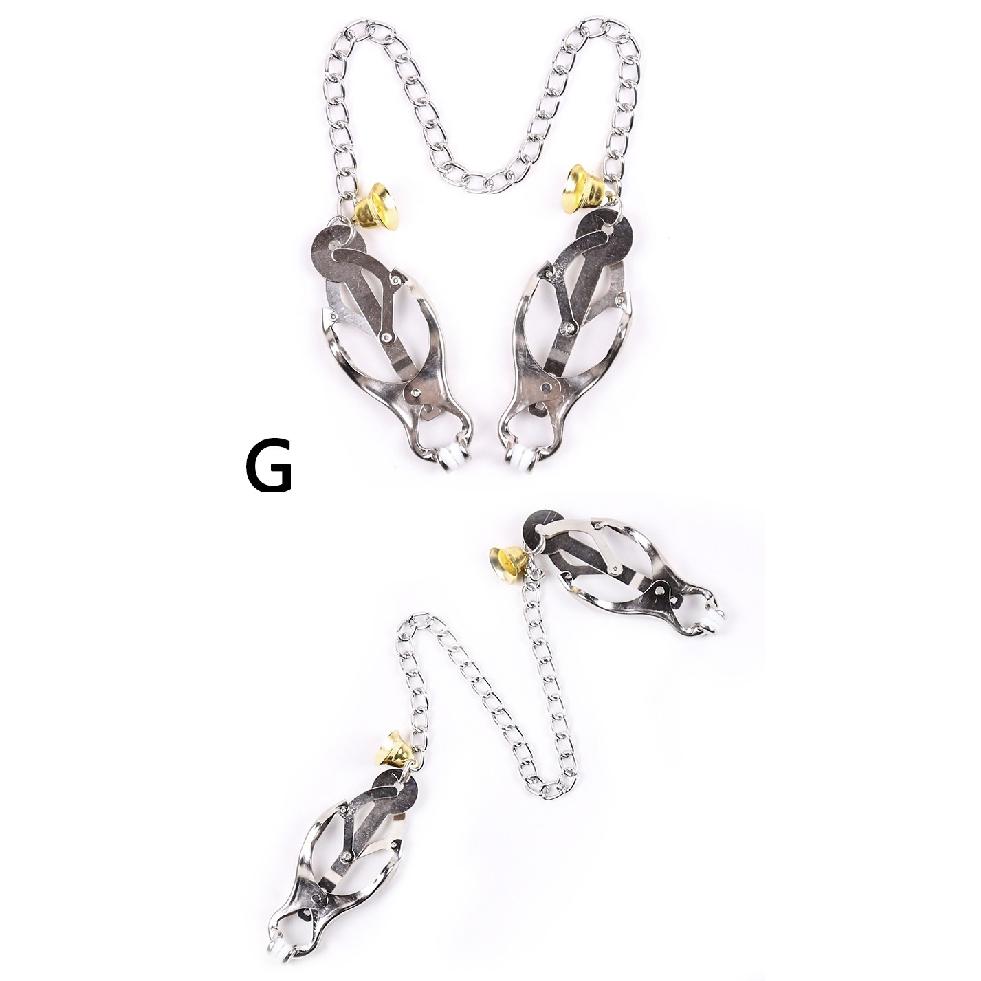 1 Pair Sexy Nipple Clamps Labia Clips With Chain Clip Sm Fetish Bust Massager Stimulate Sex Toy Flirt Bondage Exotic
