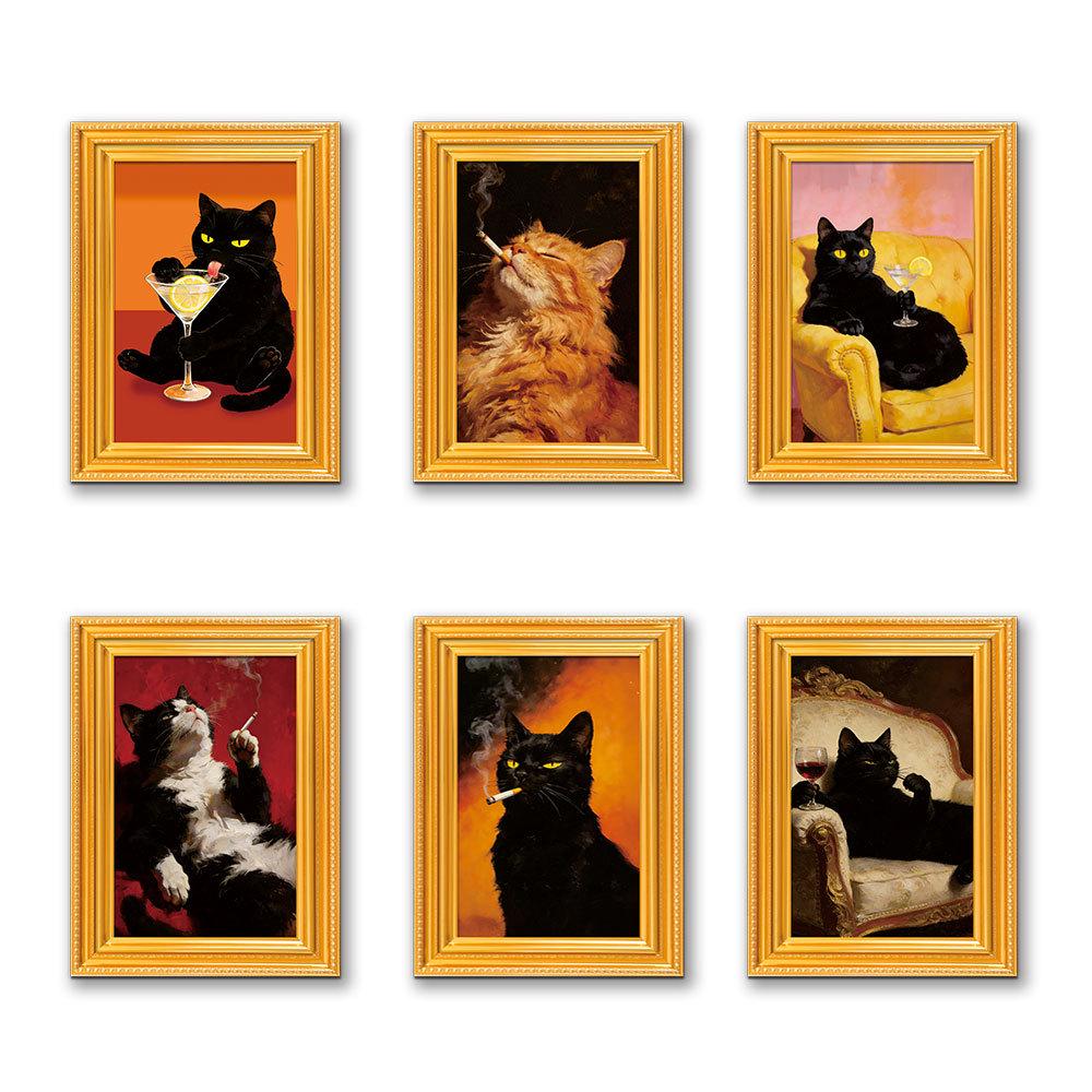 Quirky Black Cat 3D Wooden Photo Frame Magnet Decor